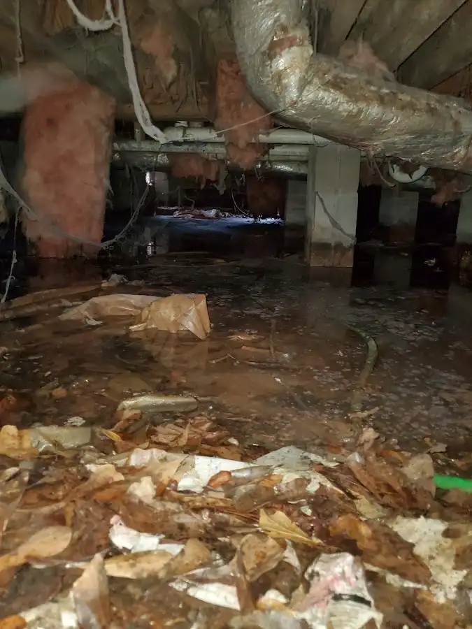 Crawl space flood assessment for Commercial Water Damage Restoration in Jurupa Valley